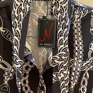 N by Nancy Black and White Chain Print Shirt